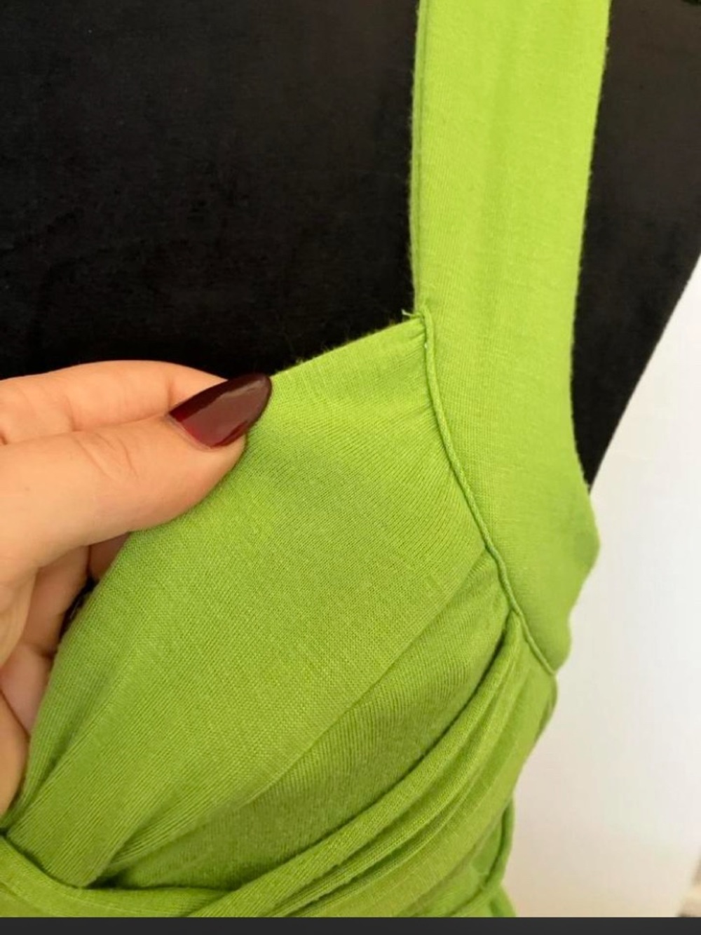Sleeveless Twist-Front Women's Tank Top in Lime Green - Picture 2 of 3
